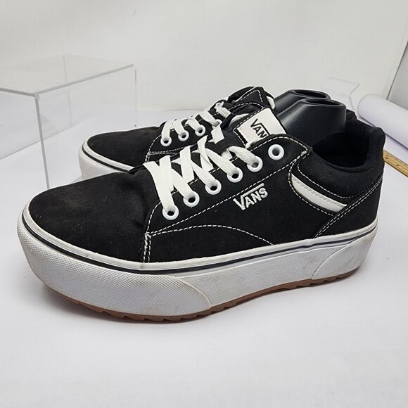 Vans Womens Size 8 Seldan Platform Low-Top Black Canvas Sneakers - Picture 6 of 12